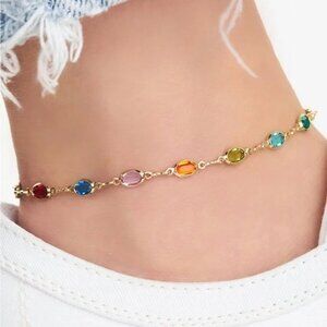 BOGO Barzel Swarovski Crystal 18k Gold over brass Ankle Bracelet Anklet Timeless